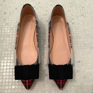 J.Crew Pointed Toe Tartan Plaid Ballet Flats
